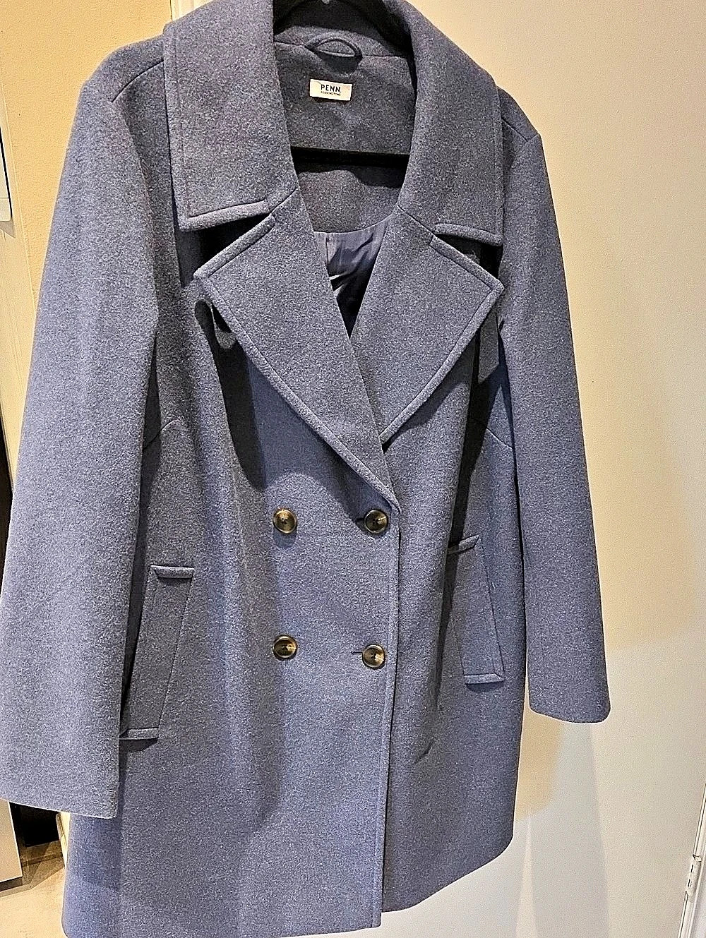 Penn. Double-Breasted Pea Coat in Slate Blue
